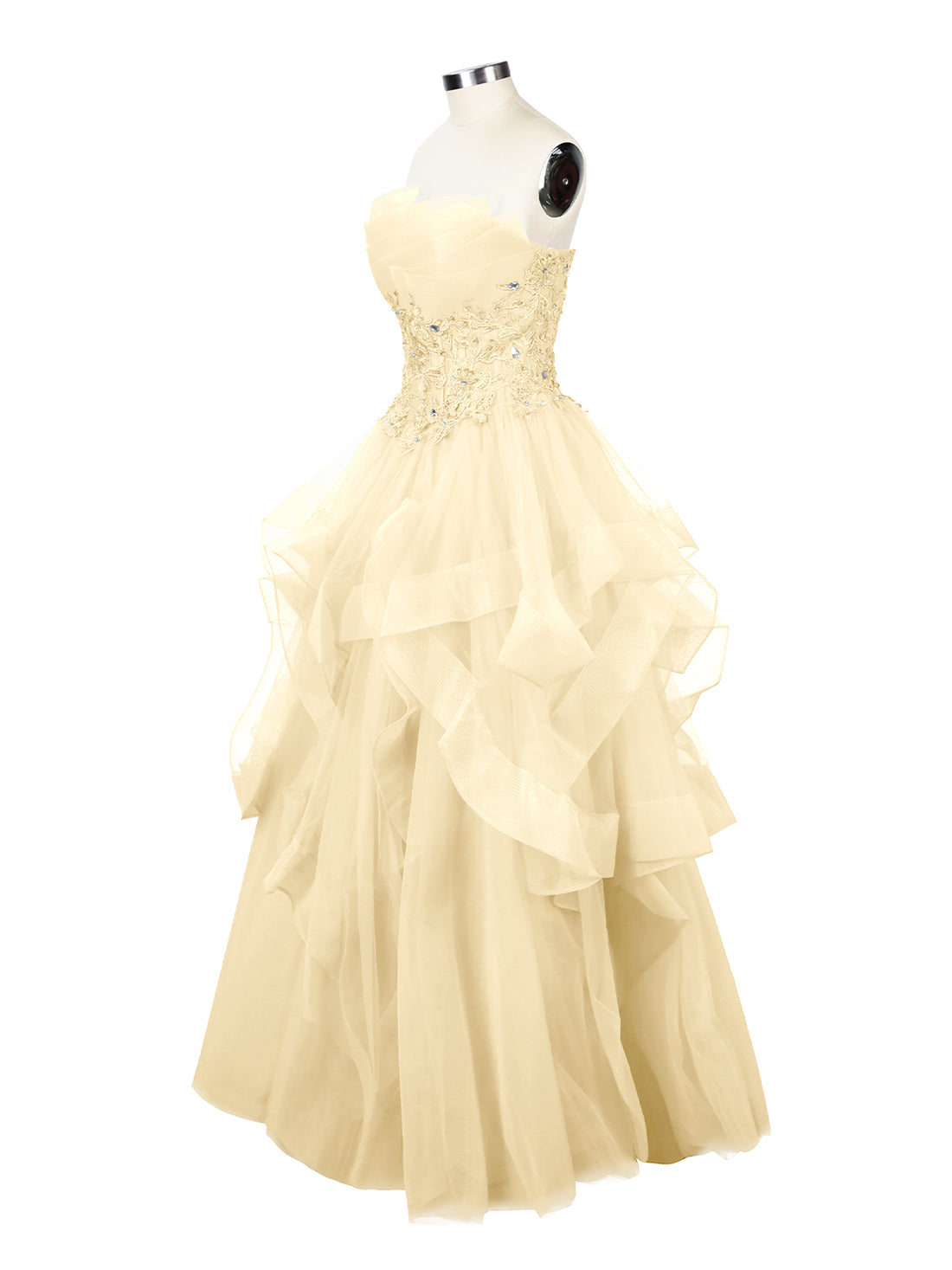 Tiered Strapless Prom Dress 