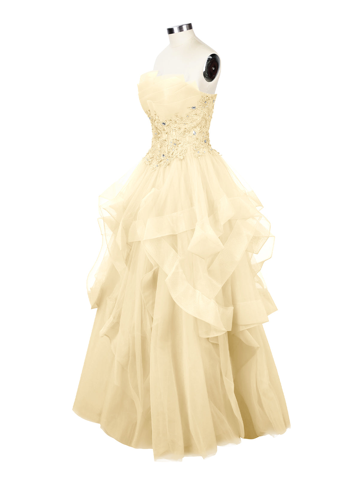 Tiered Strapless Prom Dress 