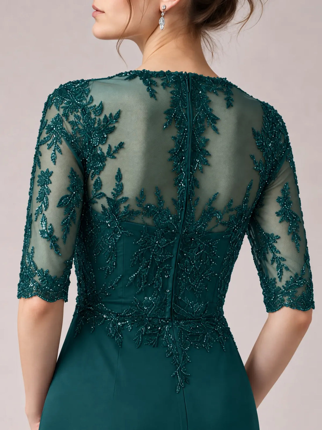 Lace Mother of the Bride Dress with Half Sleeves