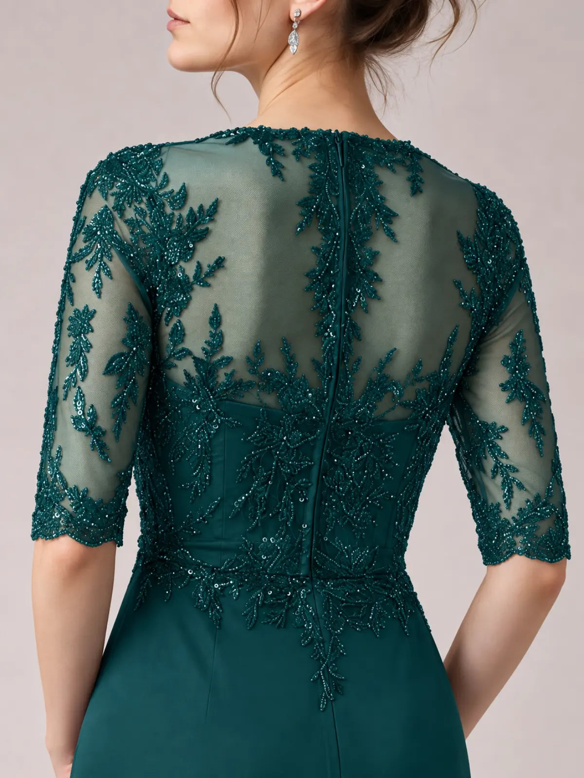 Lace Mother of the Bride Dress with Half Sleeves