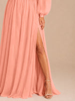 A-line Bridesmaid Dress with Long Bishop Sleeves