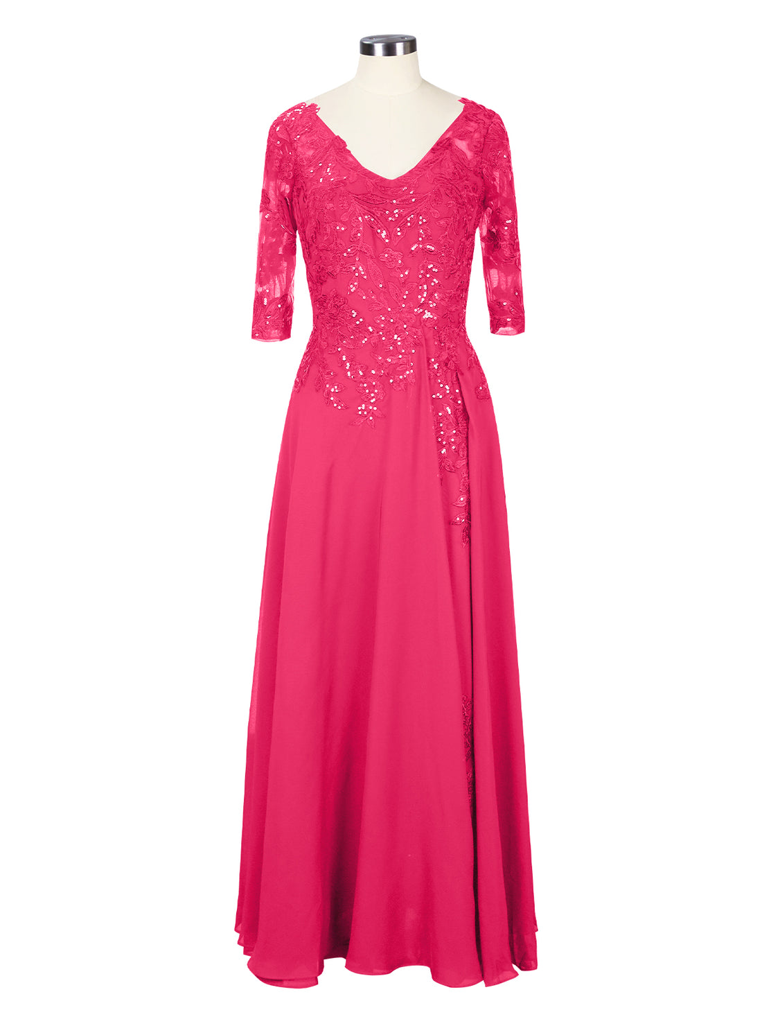 Applique V-Neck Chiffon Dress 