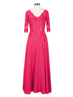Applique V-Neck Chiffon Dress 