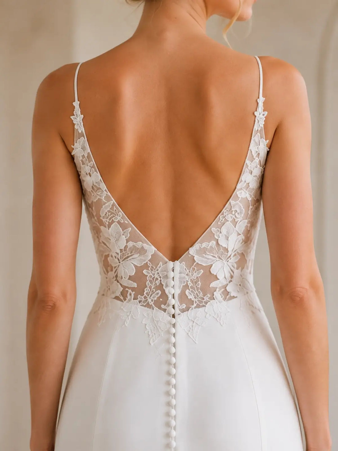 Chiffon Wedding Dress with Open-Back Design