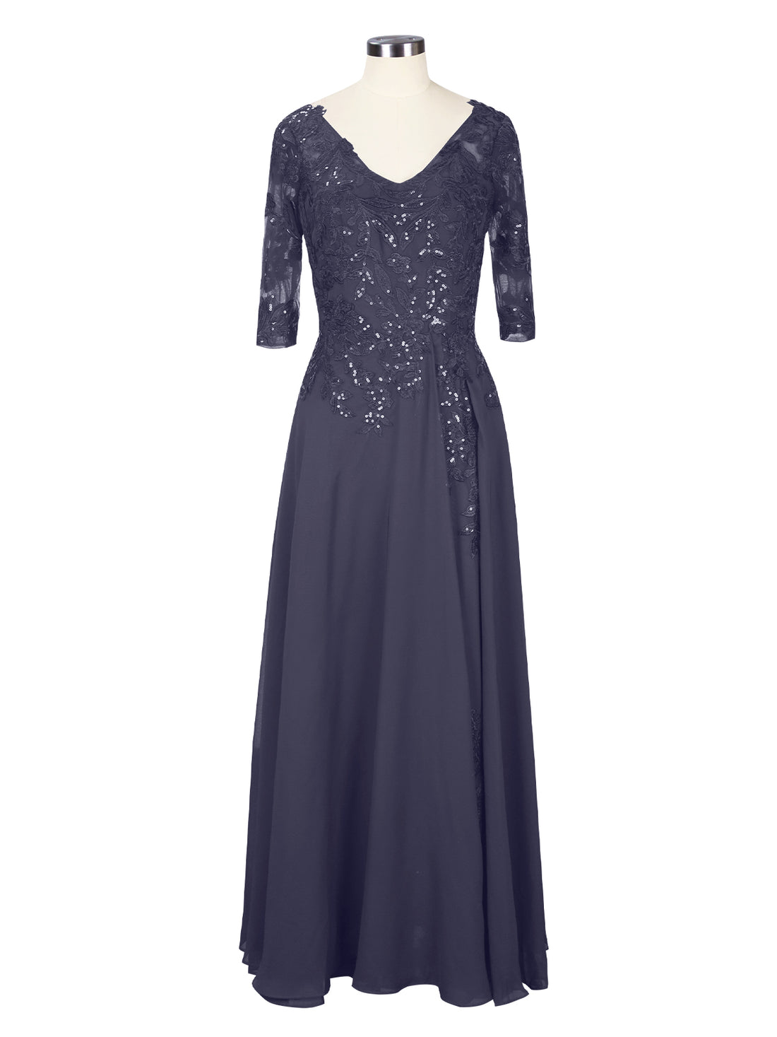 Applique V-Neck Chiffon Dress 