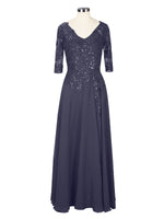Applique V-Neck Chiffon Dress 