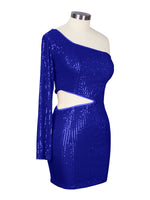Waist Cutout One Shoulder Mini Dress 