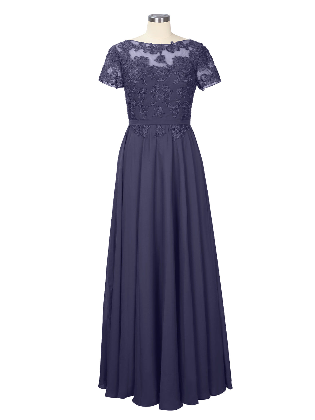 Illusion Applique Chiffon Dress 