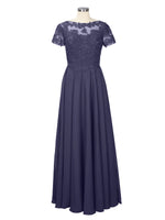 Illusion Applique Chiffon Dress 