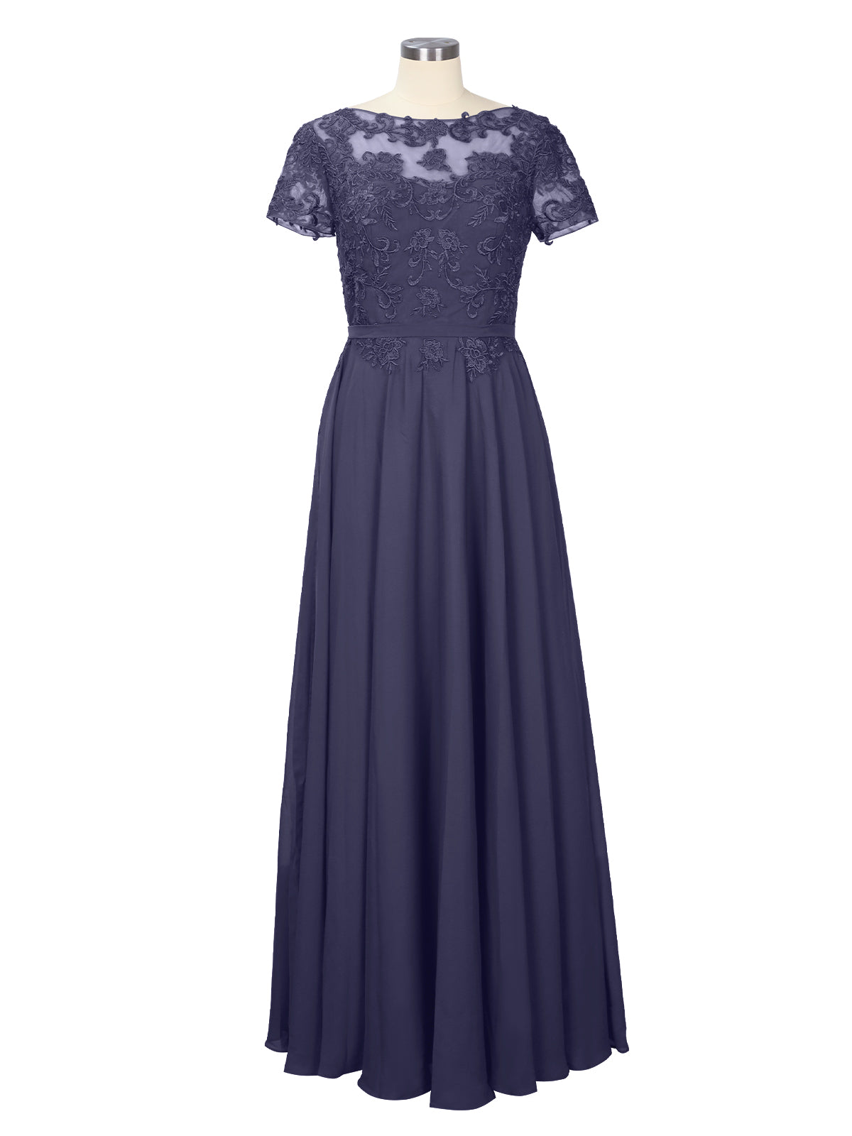 Illusion Applique Chiffon Dress 