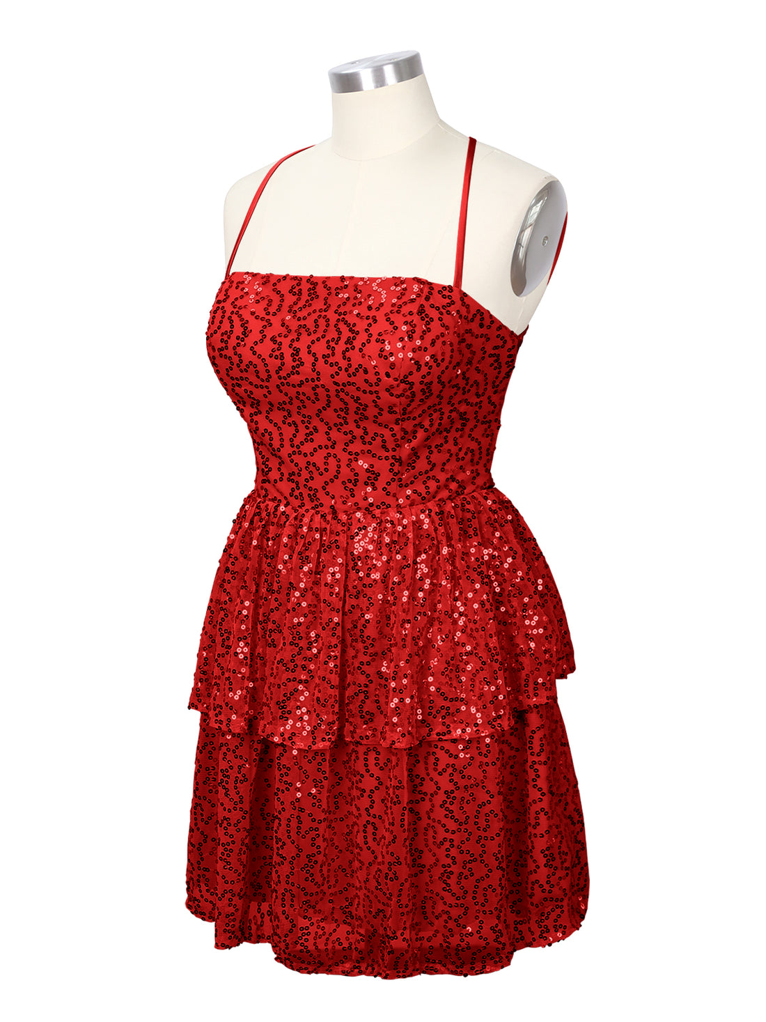 Sequined Halter Flare Mini Dress 