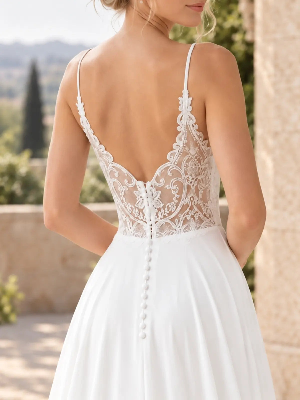 Satin A-Line Wedding Dress with Applique Details