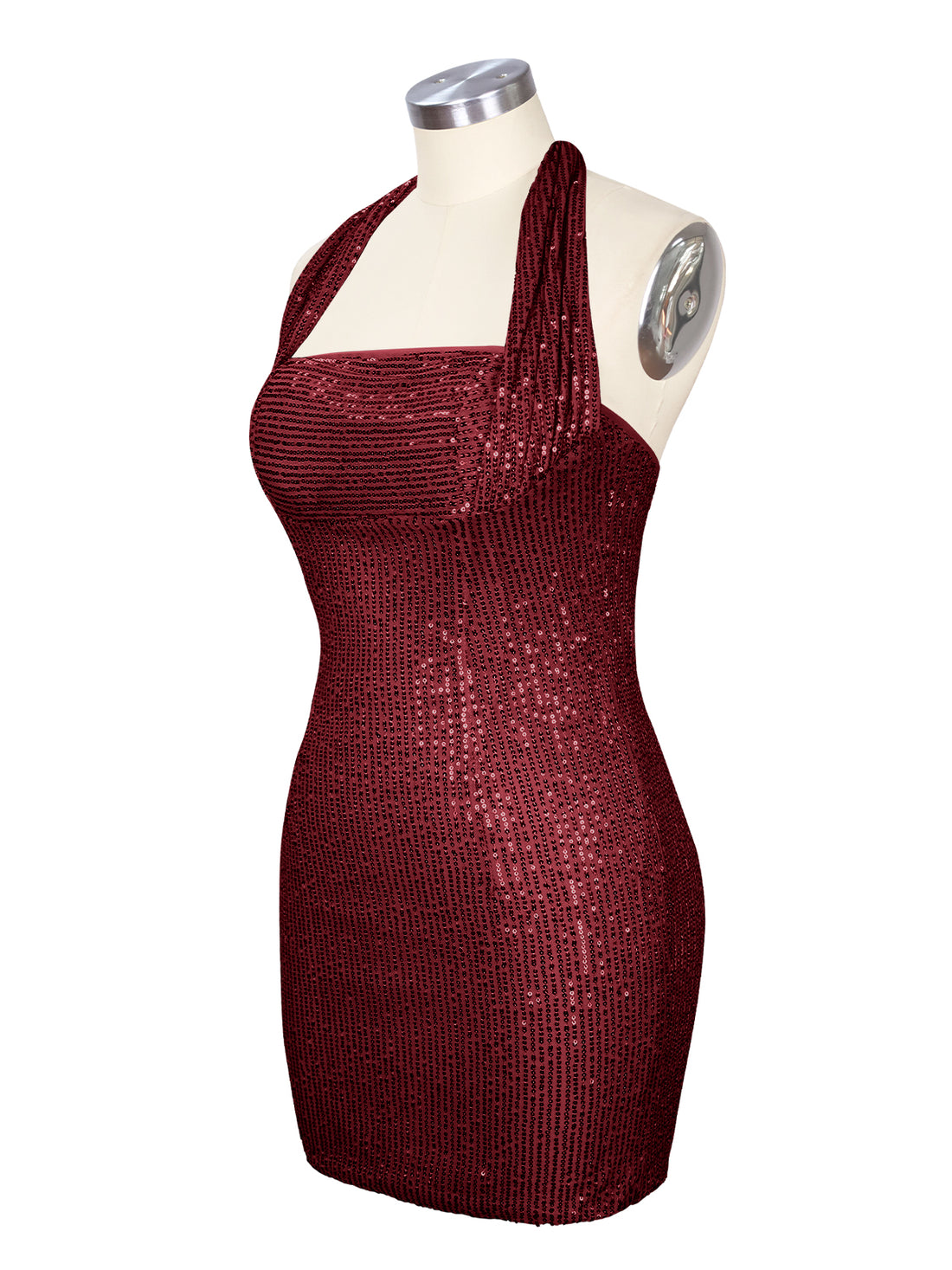 Halter Sequin Sheath Mini Dress 