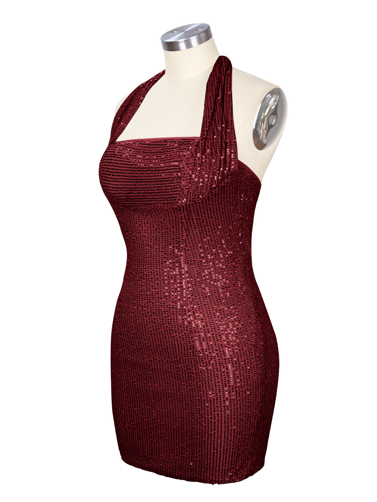 Halter Sequin Sheath Mini Dress 