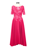 Applique Half Sleeves Chiffon Dress 