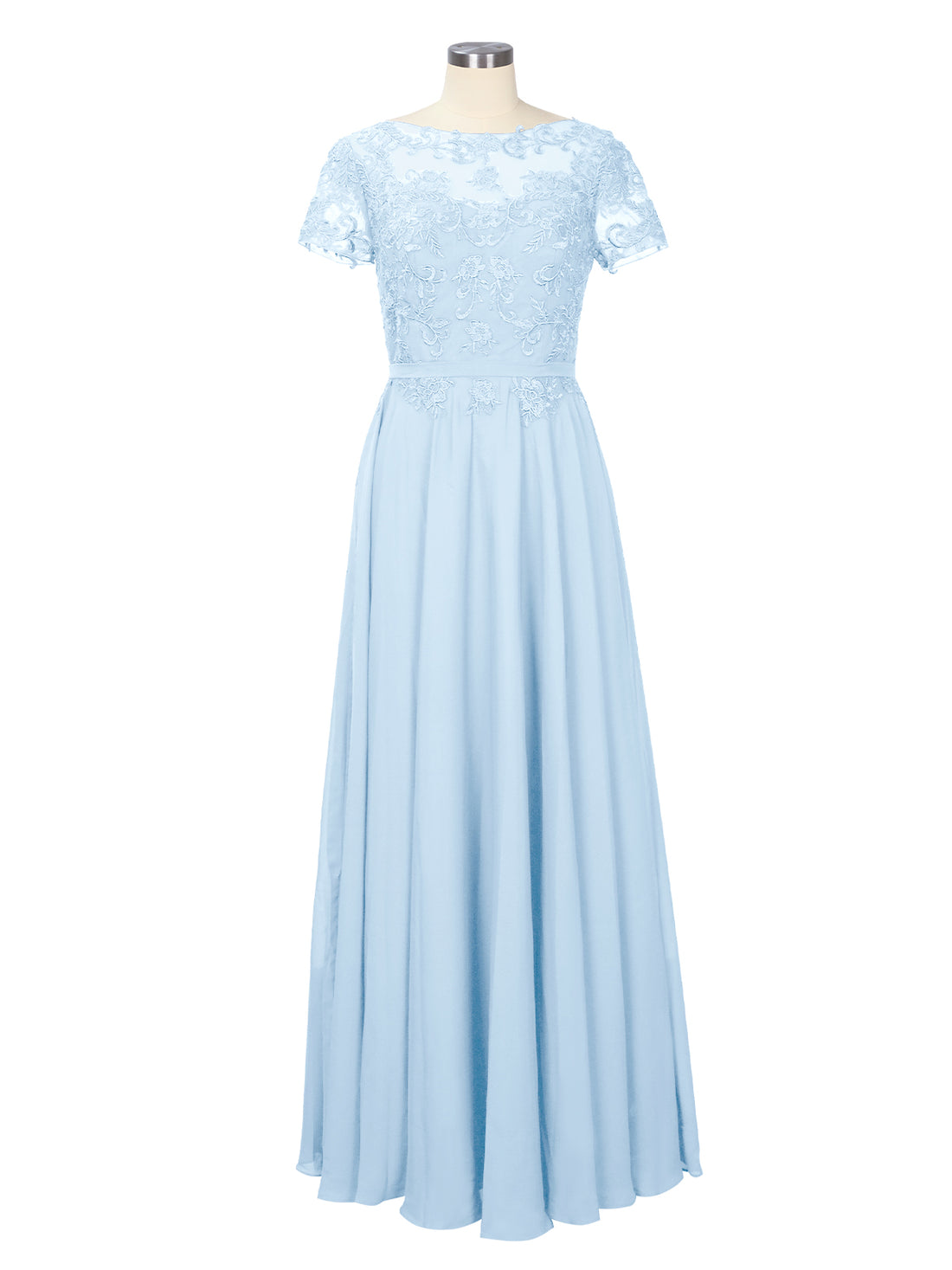 Illusion Applique Chiffon Dress 