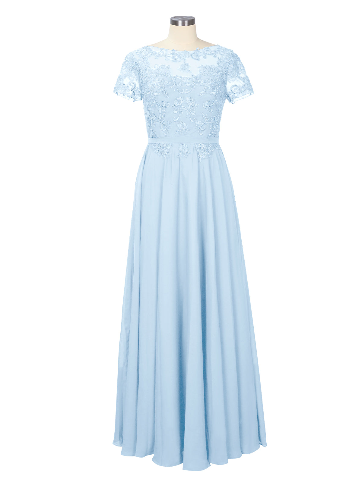 Illusion Applique Chiffon Dress 