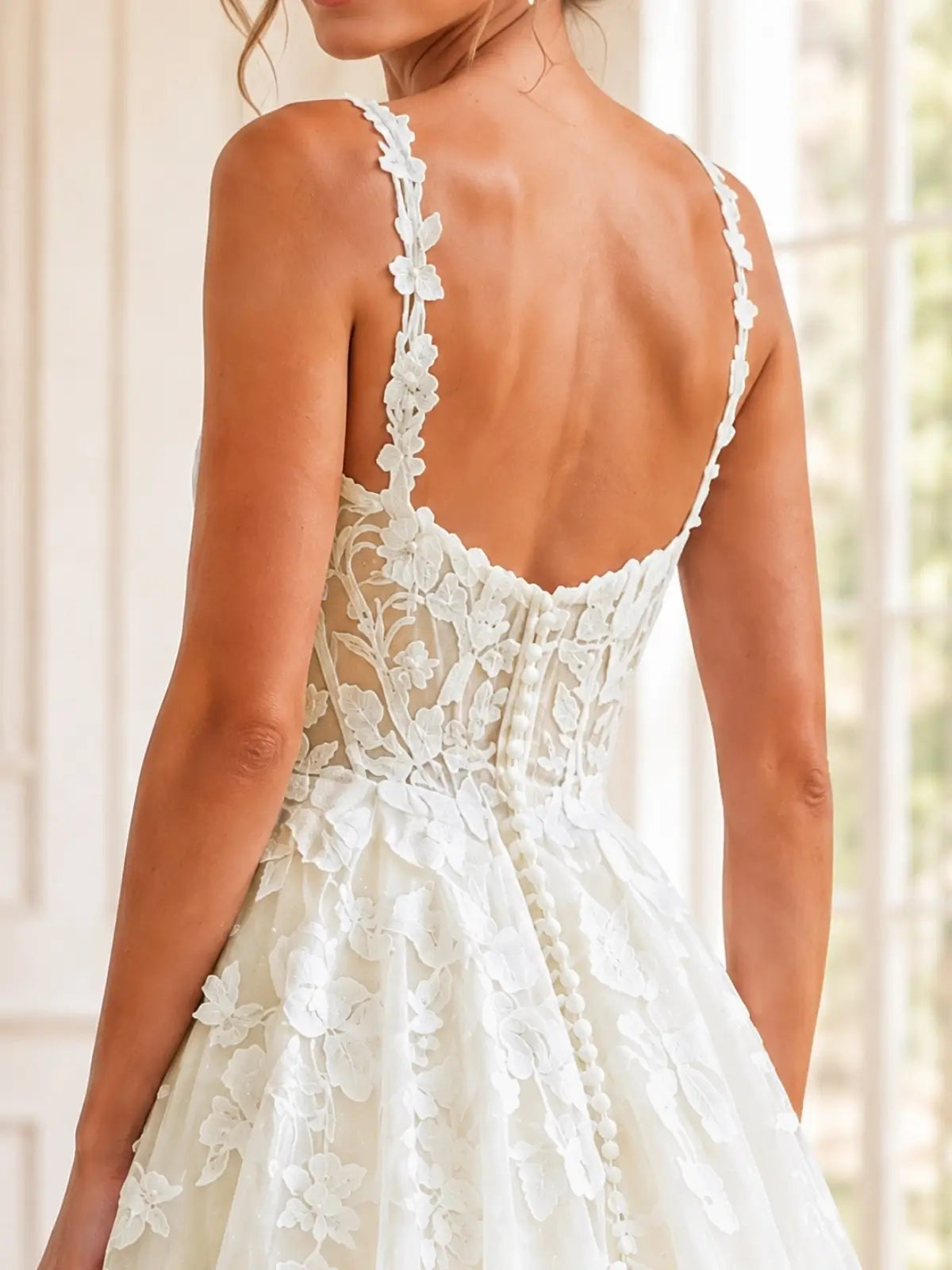 Lace Wedding Dress with Wide Strap Design
