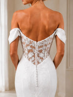 Off-the-Shoulder Wedding Dress with Appliques