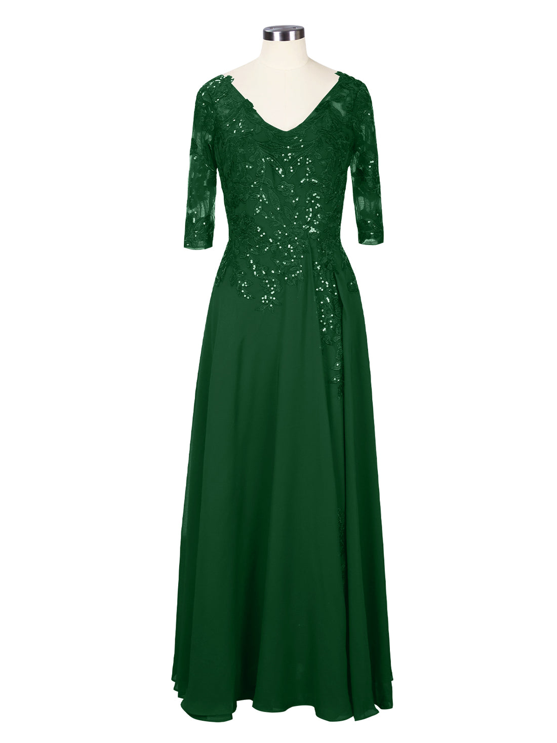Applique V-Neck Chiffon Dress 