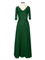 Applique V-Neck Chiffon Dress 