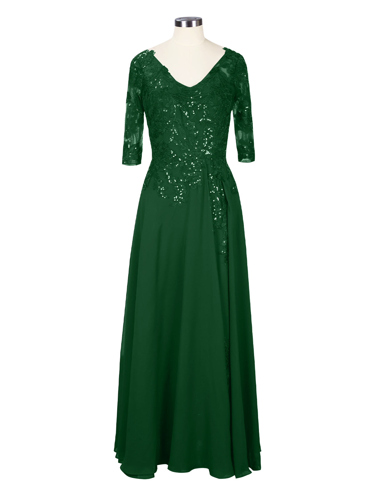 Applique V-Neck Chiffon Dress 