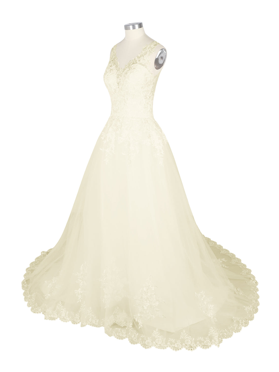 Wide Straps Applique Wedding Dress 