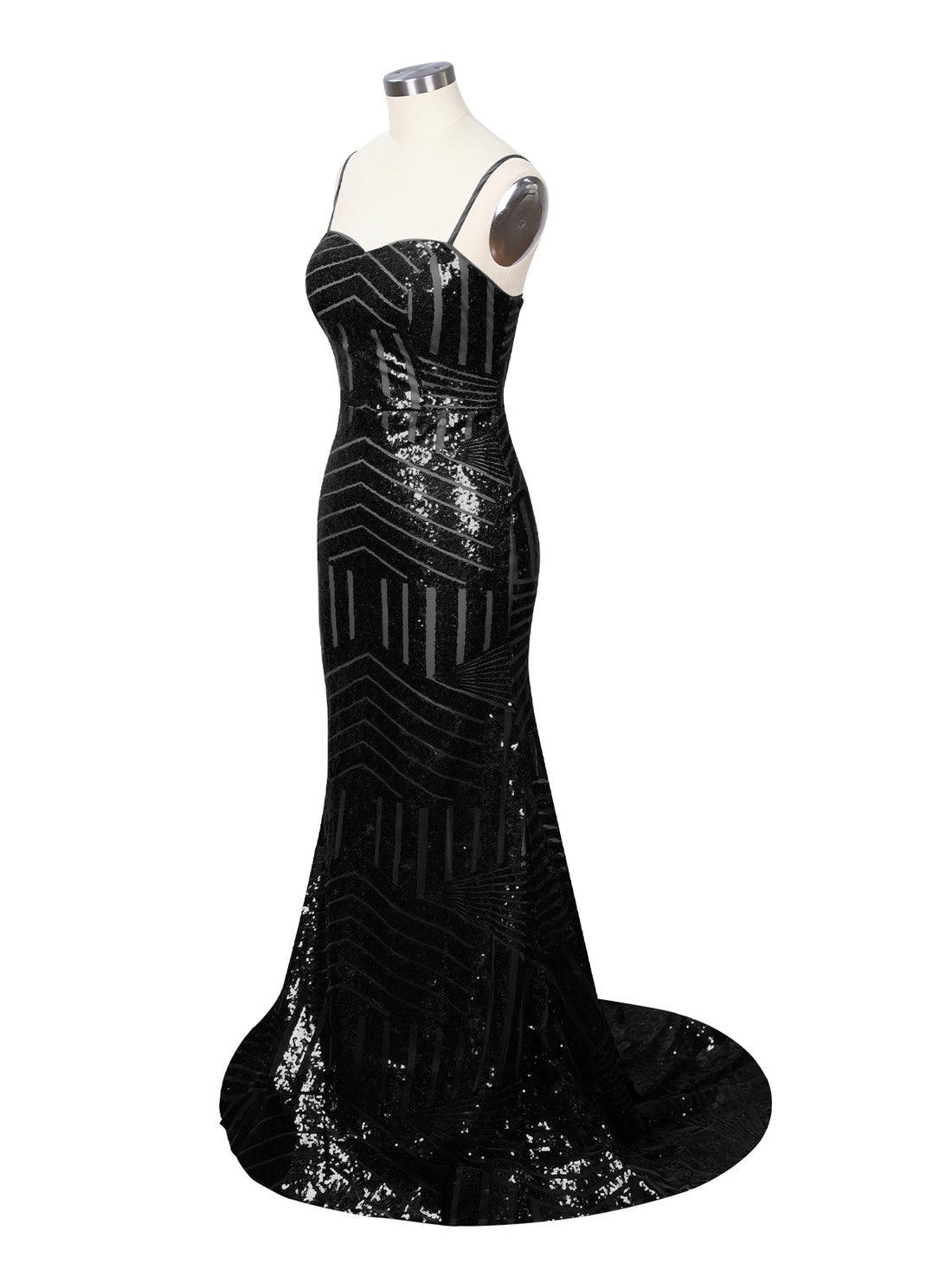 Geometric Sequin Prom Dress 