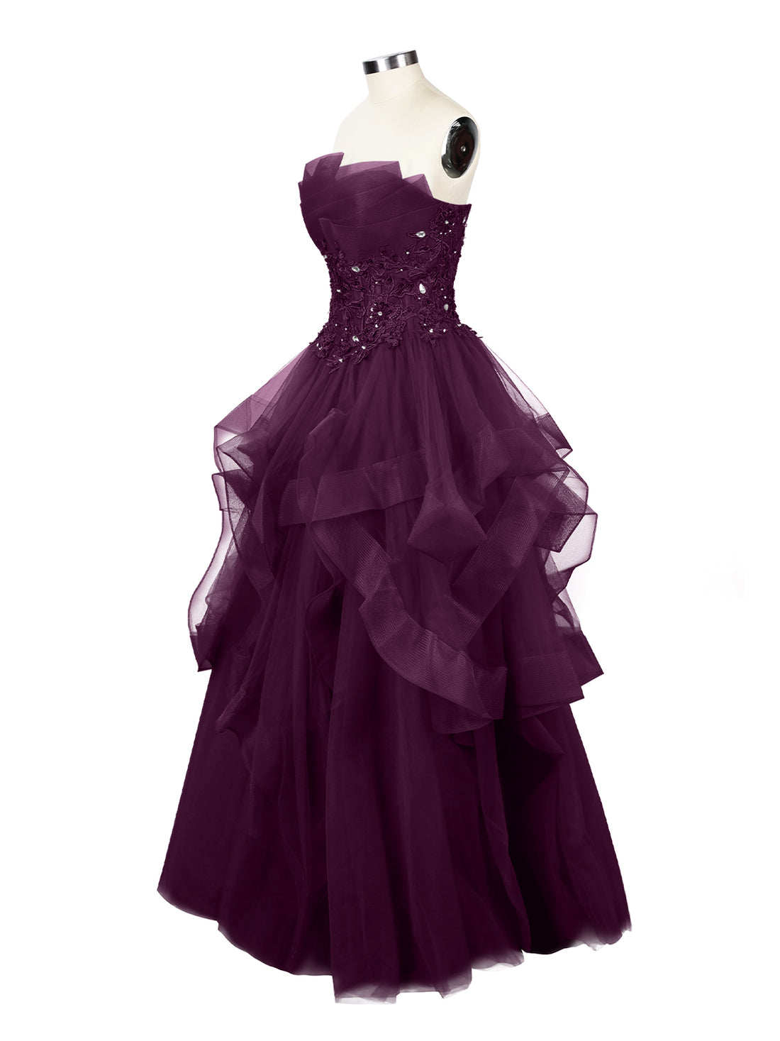 Tiered Strapless Prom Dress 