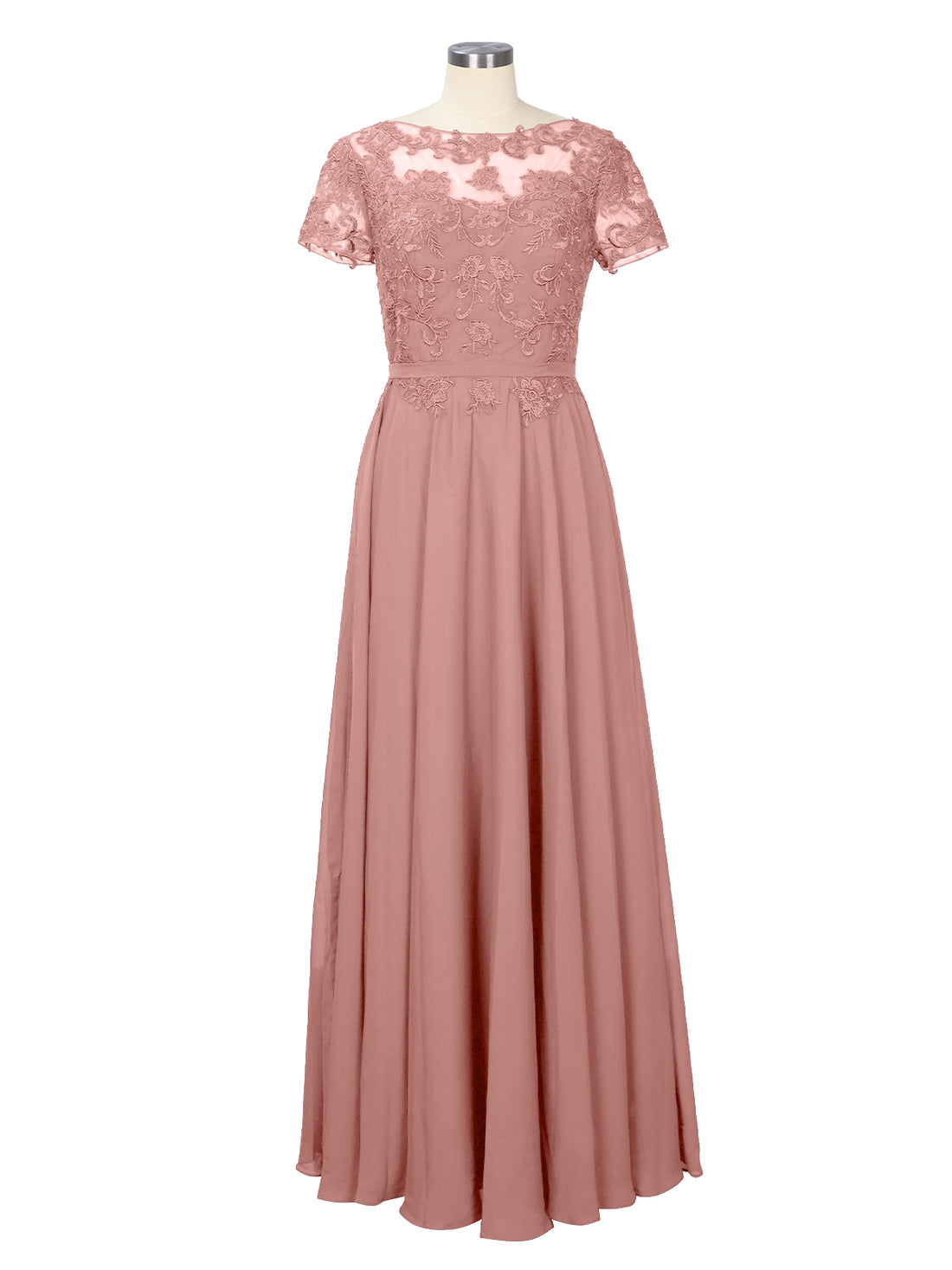 Illusion Applique Chiffon Dress 