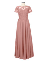 Illusion Applique Chiffon Dress 