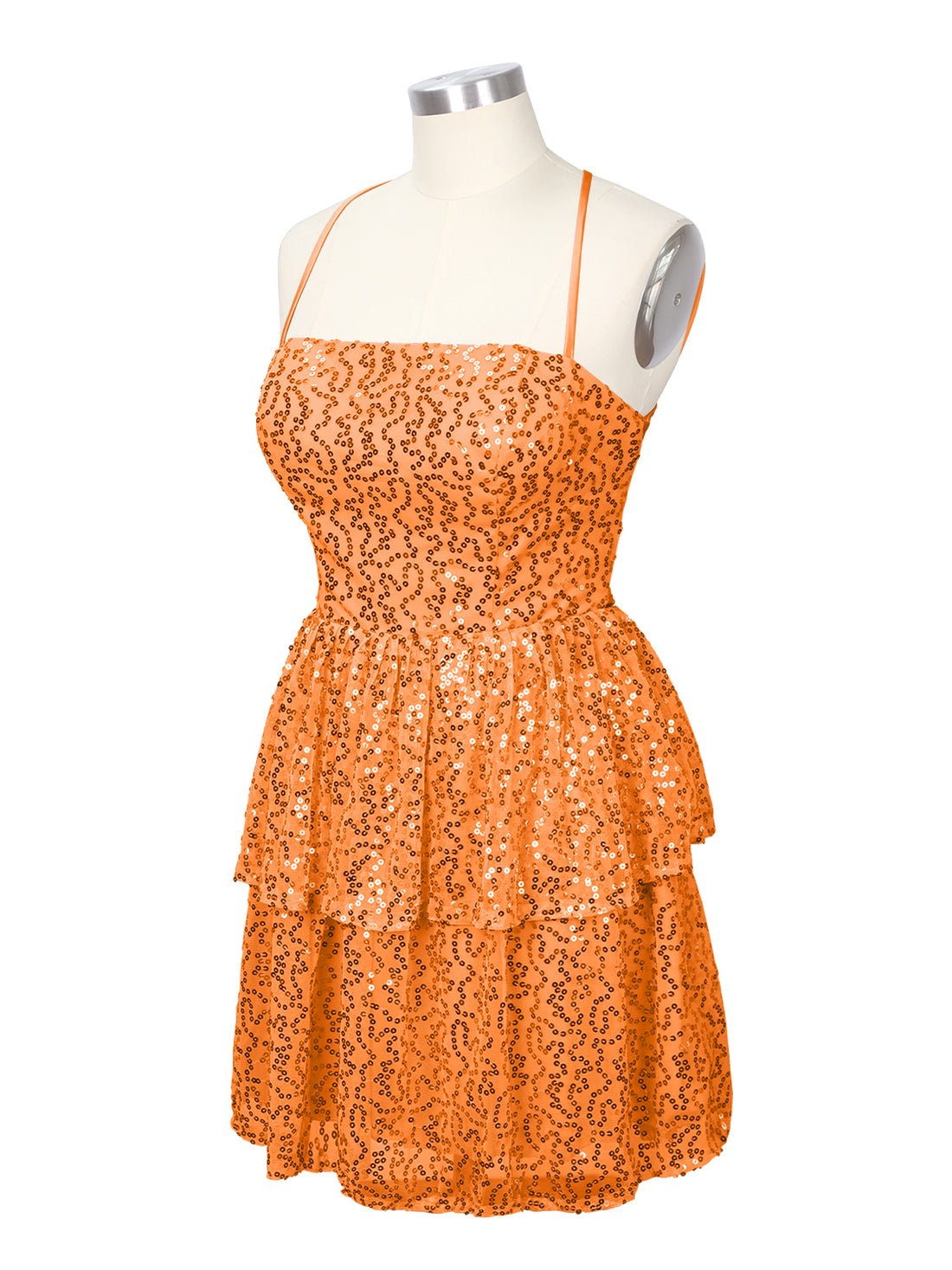 Sequined Halter Flare Mini Dress 