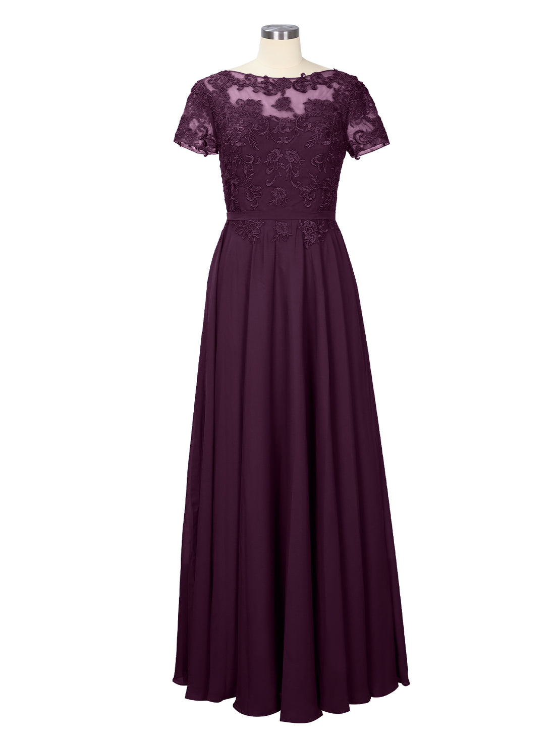 Illusion Applique Chiffon Dress 