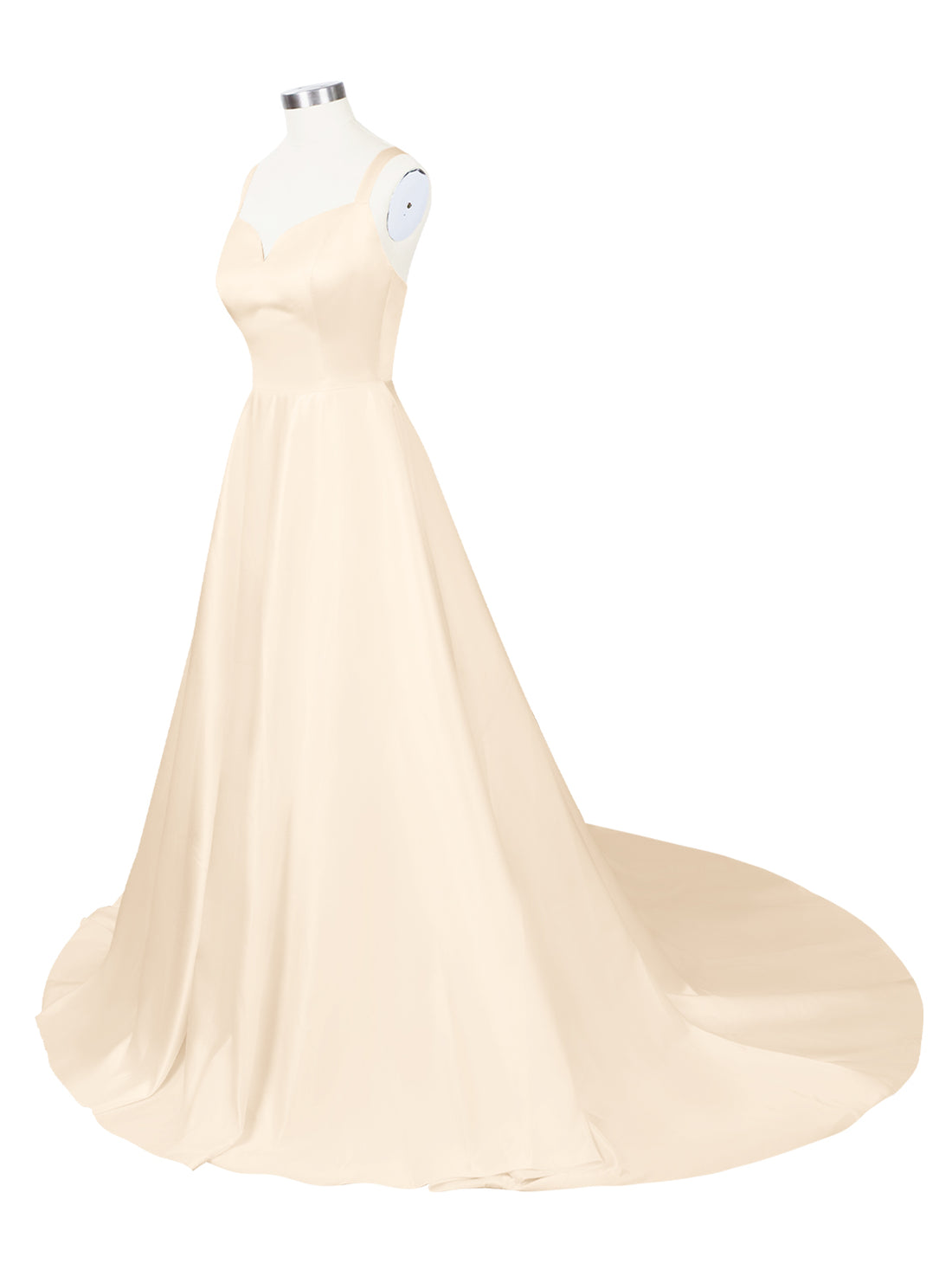 Sweetheart Satin Chapel Train Wedding Dress 