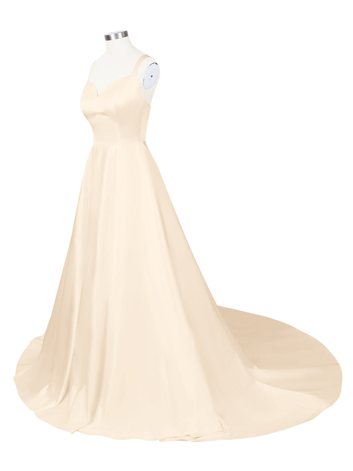 Sweetheart Satin Chapel Train Wedding Dress 