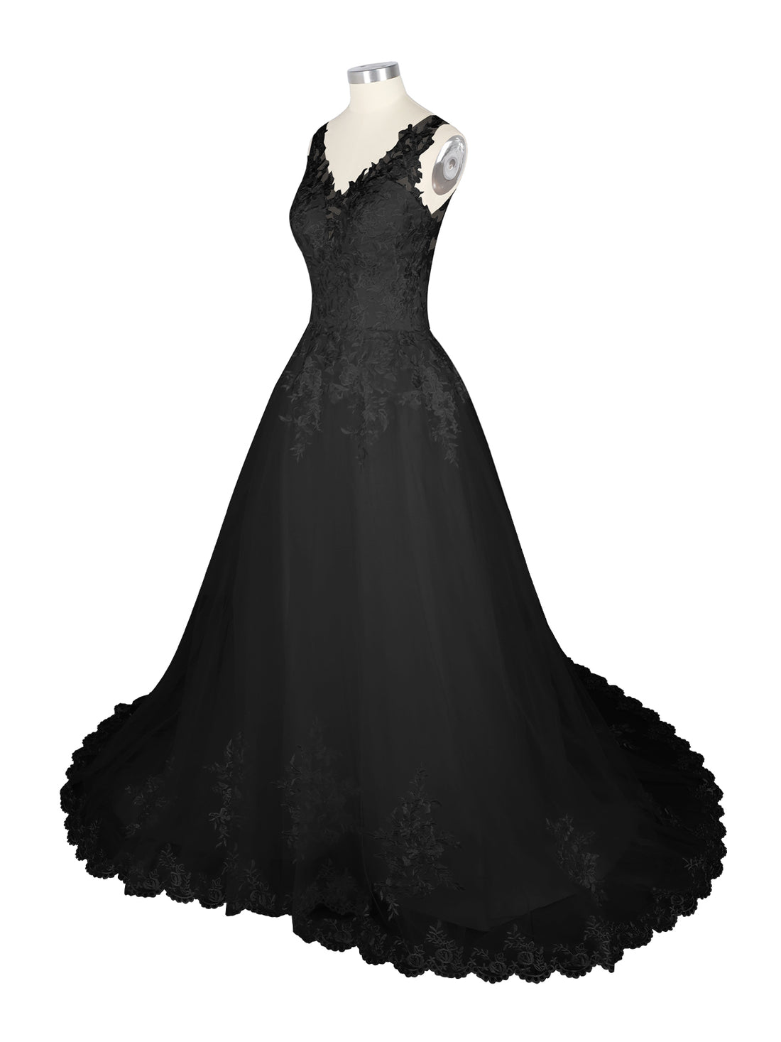 Wide Straps Applique Wedding Dress 