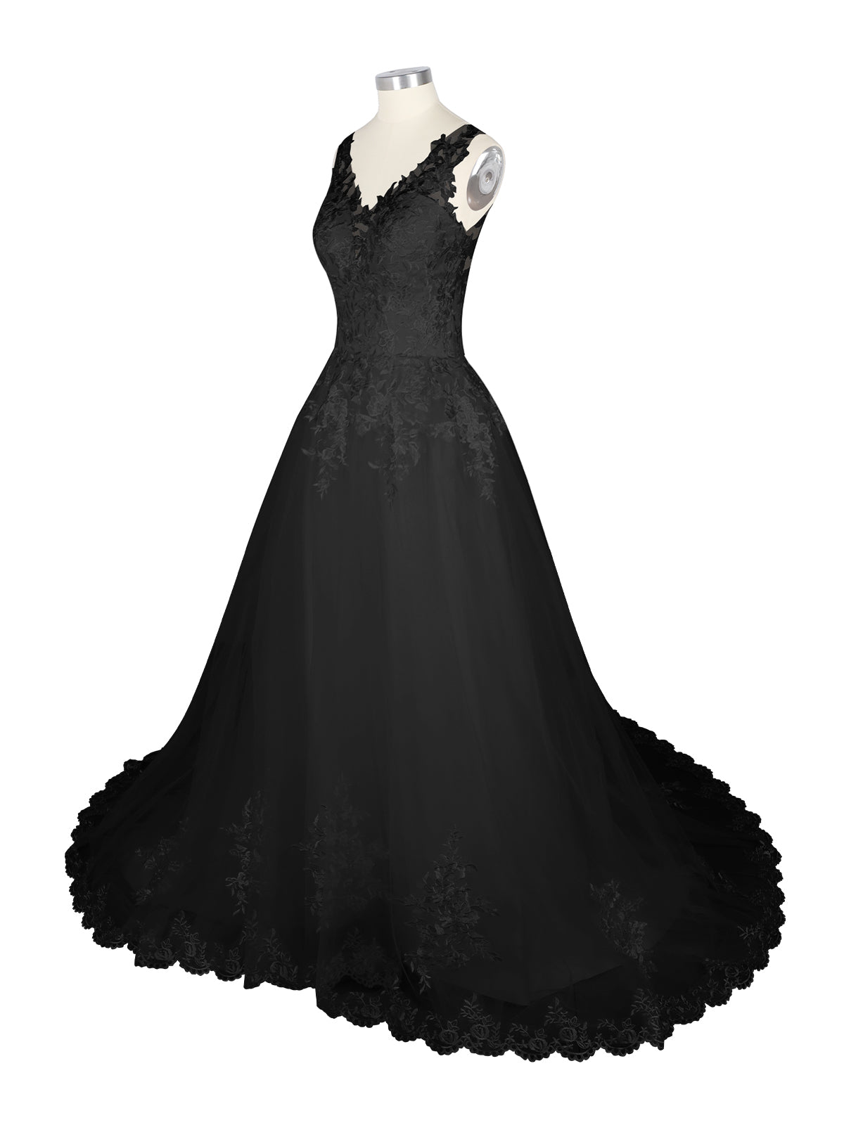 Wide Straps Applique Wedding Dress 