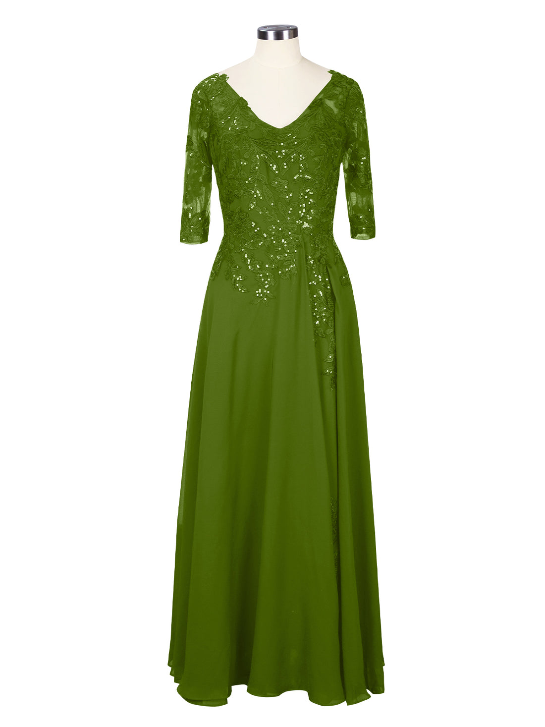 Applique V-Neck Chiffon Dress 