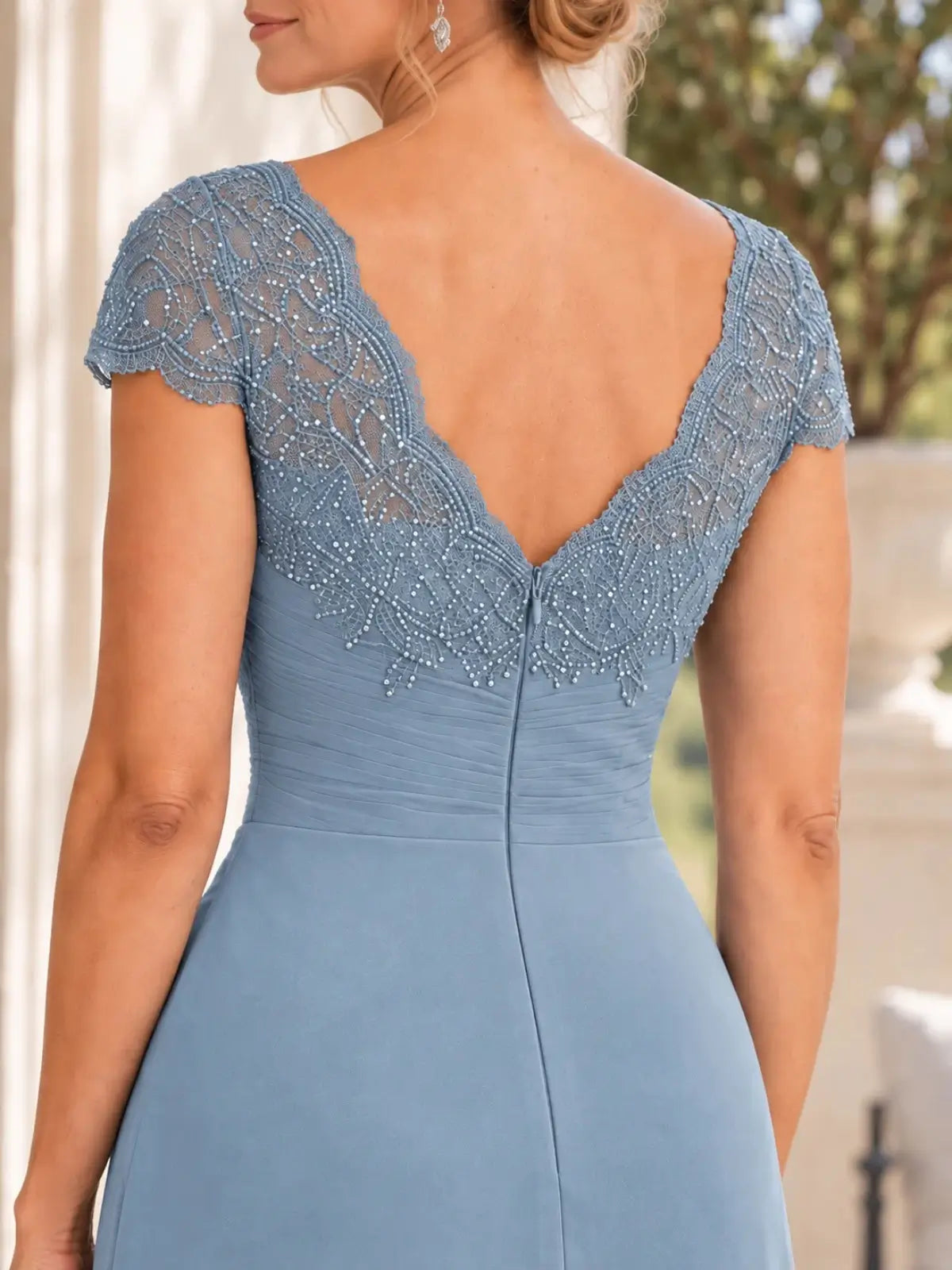 Sheath Mother of the Bride Dress with Cap Sleeves