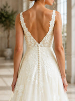 V-Neck Lace Wedding Dress
