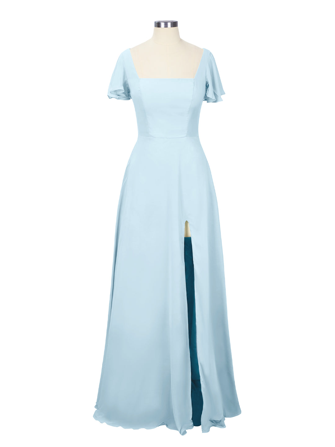 Flutter Sleeves Bridesmaid Dress #Light Blue