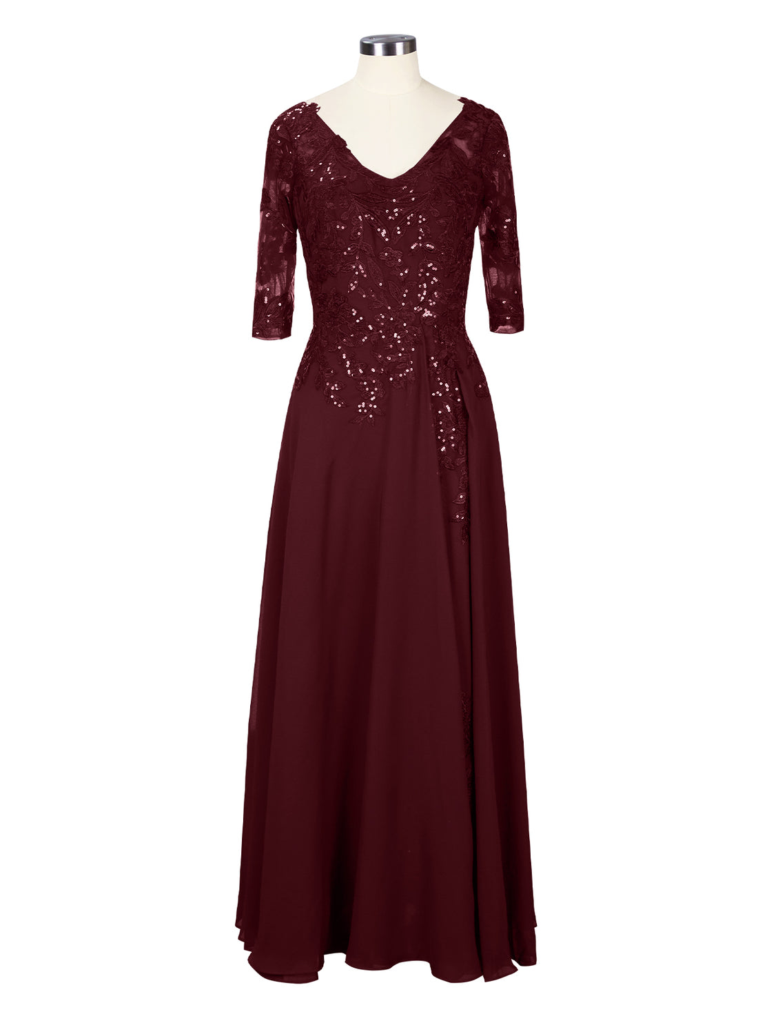 Applique V-Neck Chiffon Dress 