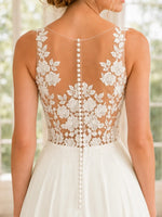 Satin Wedding Dress with Illusion Mesh Back