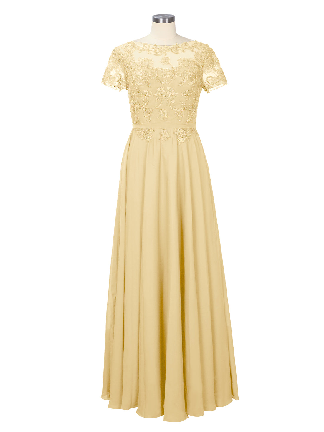 Illusion Applique Chiffon Dress 