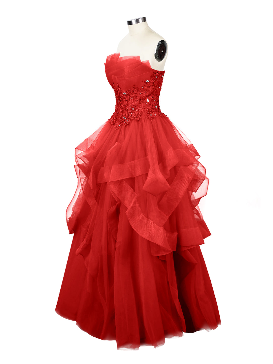 Tiered Strapless Prom Dress 
