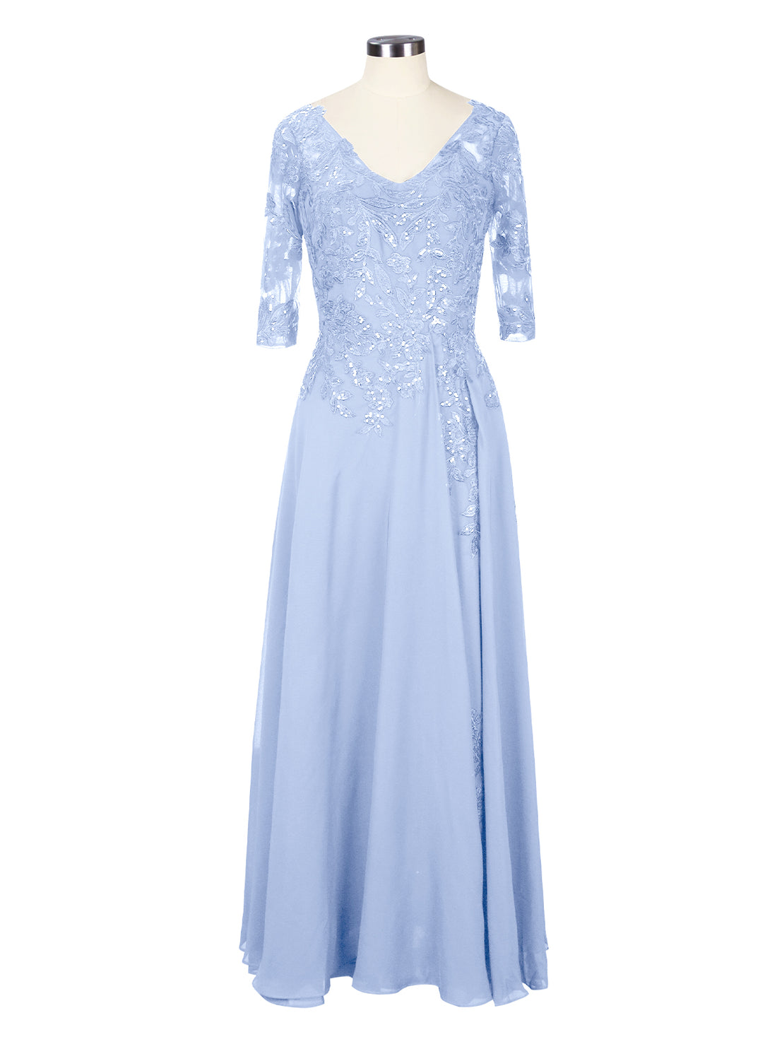 Applique V-Neck Chiffon Dress 