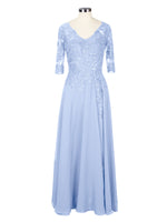 Applique V-Neck Chiffon Dress 