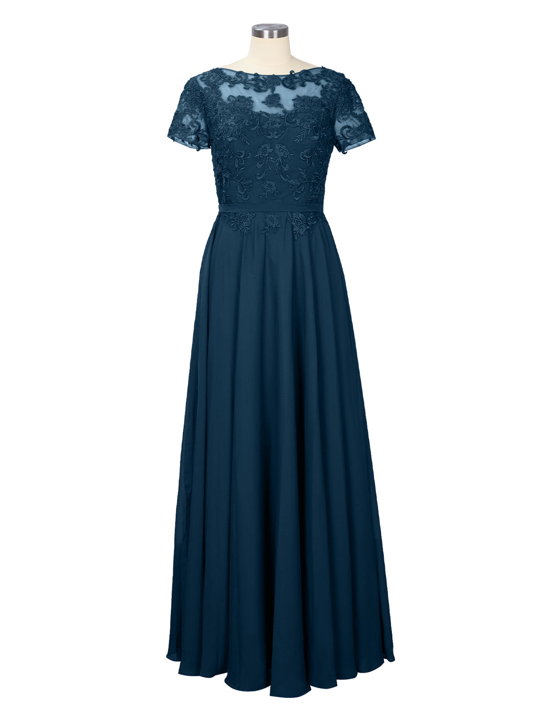 Illusion Applique Chiffon Dress 