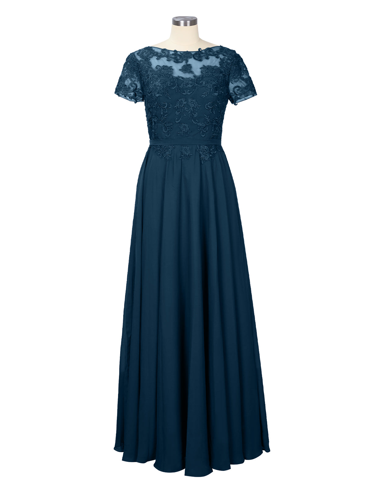 Illusion Applique Chiffon Dress 