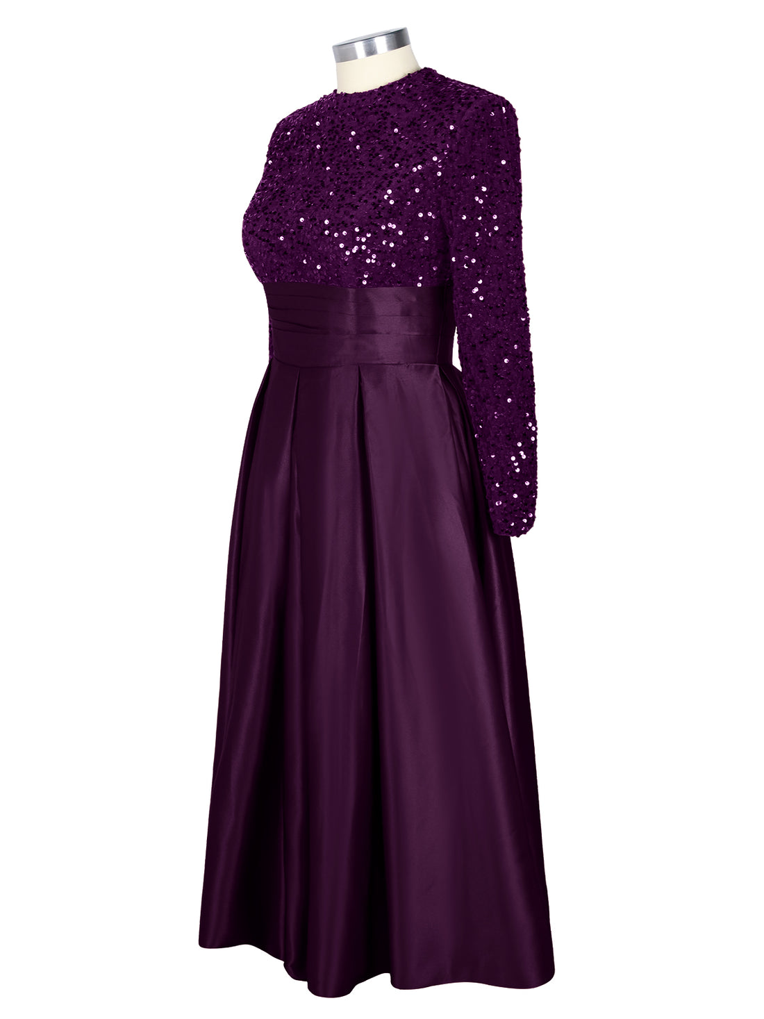 Sequined Boat Long Sleeves Dress 